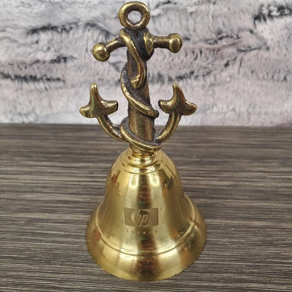 Hewlett-Packard‎ Etched HP Invent Brass Anchor Desk Bell Technology Advertising